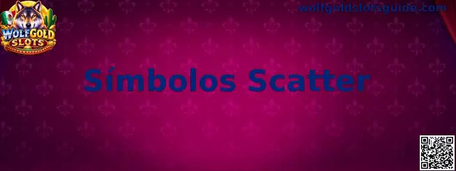 Ejemplo visual de los Símbolos Scatter de Wolf Gold en los rodillos 1, 3 y 5
